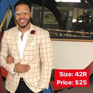 Men’s burgundy and cream sport’s blazer.